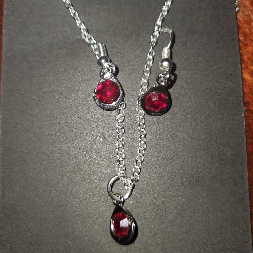 CHOOSE 1-Birthstone Necklace&Earring Jewelry Sets